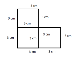 På figuren er en standard tetrominobrikke. Den ser ut som tre kvadrater med sidelengde 3 cm limt sammen i en L-form.